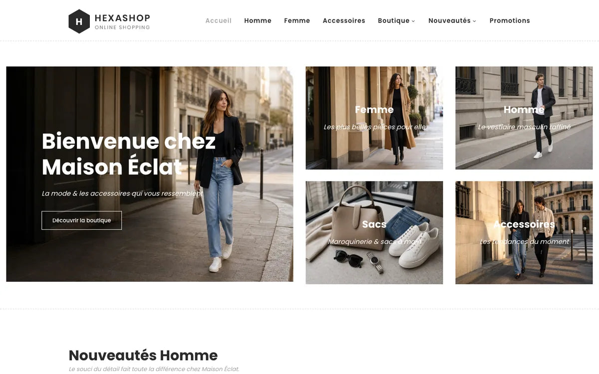 Aperçu du site Boutique Mode