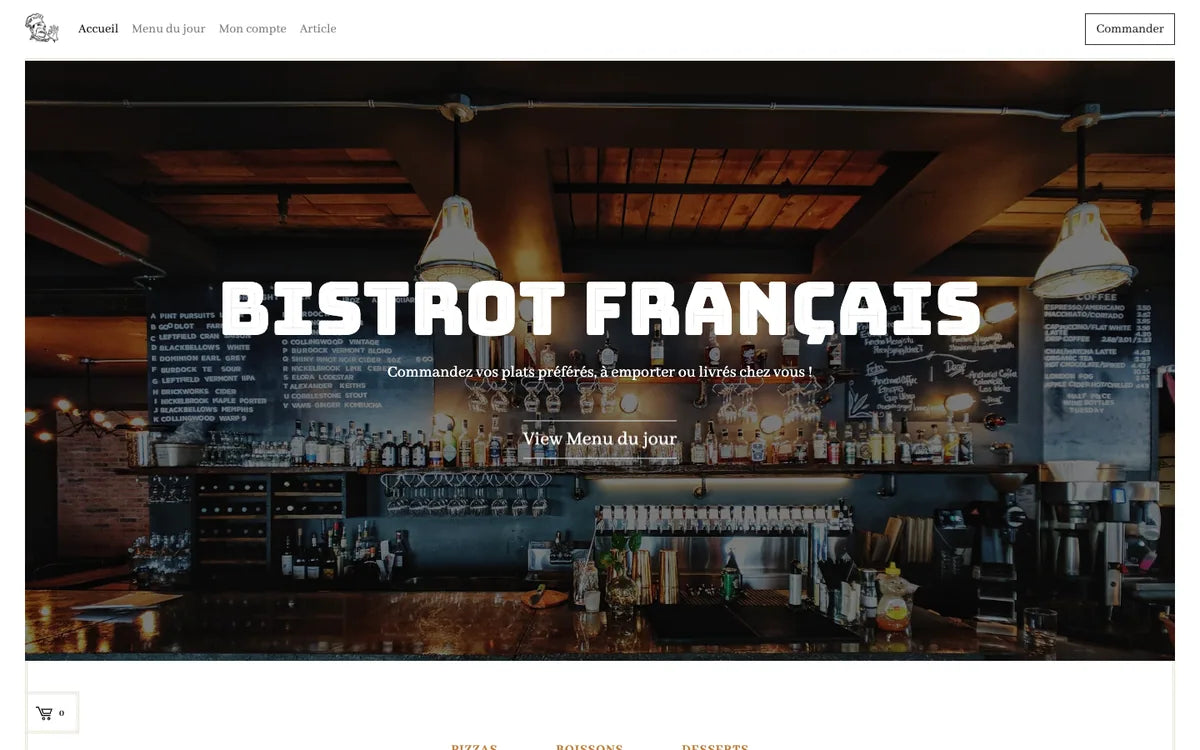 Aperçu du site Food Delivery