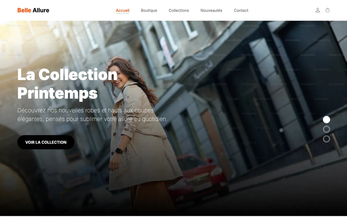 Aperçu du site Boutique Prêt-à-Porter