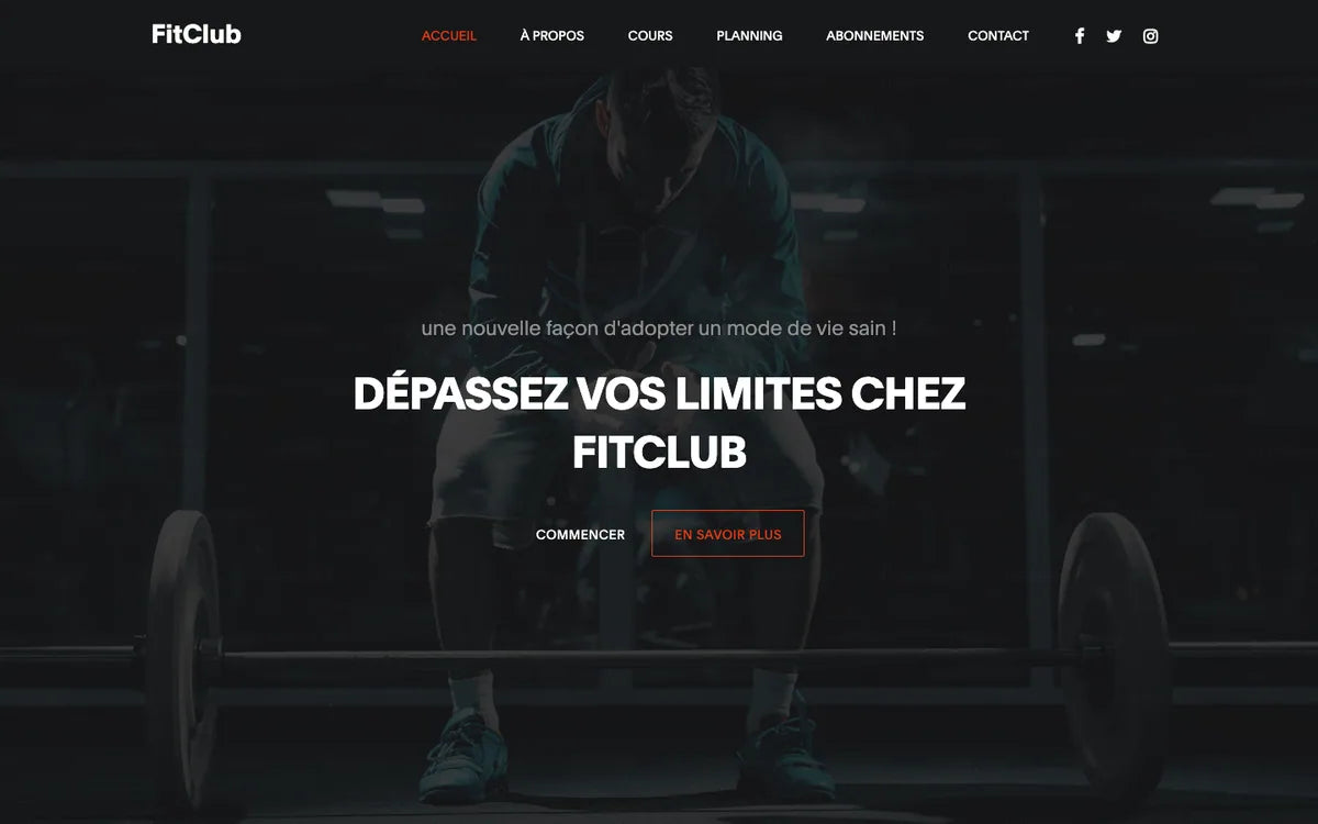 Aperçu du site Salle de sport